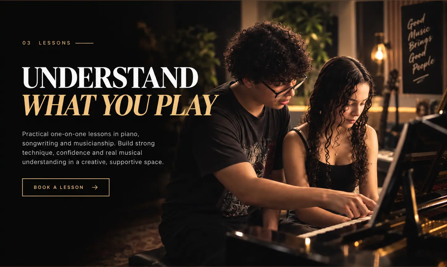 Leo Papa guiding a student at the piano